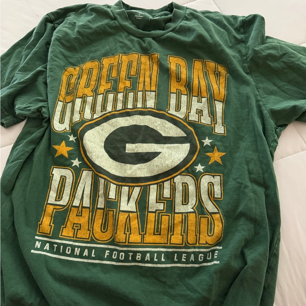 Abercrombie & Fitch Dark Green NFL Graphic Tee with Gold Print